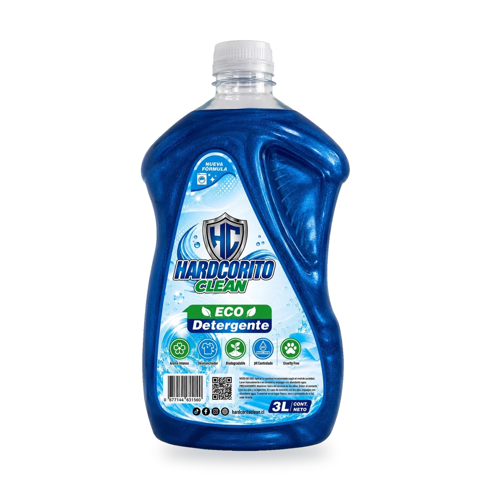 Eco Detergente Hardcorito Clean Azul 3 litros Botella azul de 3 litros de eco detergente Hardcorito Clean